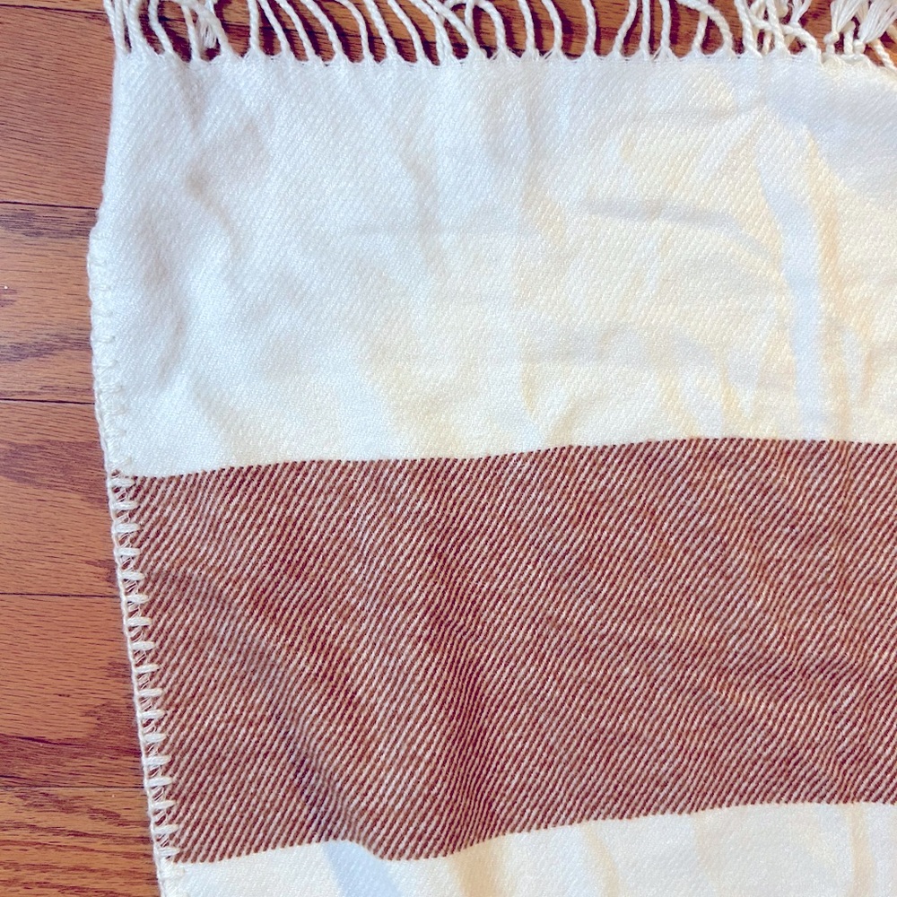 NWOT Hearth and hand Throw Off White & Brown 51 x 62